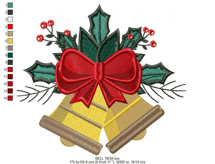 Bell embroidery designs - Xmas embroidery design machine embroidery pattern - Christmas embroidery file Religious embroidery Jingle Bells Marcia Embroidery