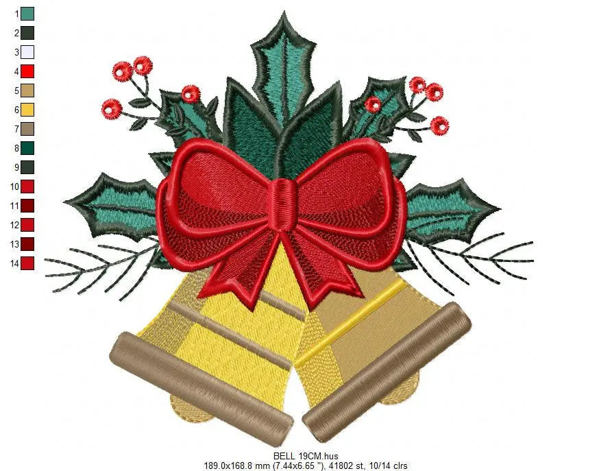 Bell embroidery designs - Xmas embroidery design machine embroidery pattern - Christmas embroidery file Religious embroidery Jingle Bells Marcia Embroidery