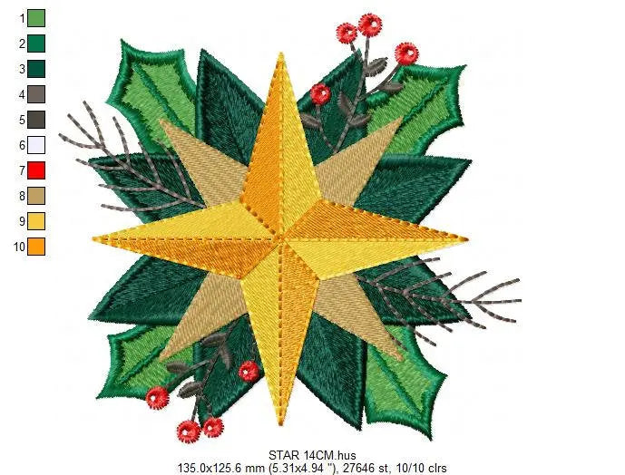 Christmas Star embroidery designs - Xmas Flower embroidery design machine embroidery pattern - Christmas embroidery file Poinsettia Marcia Embroidery