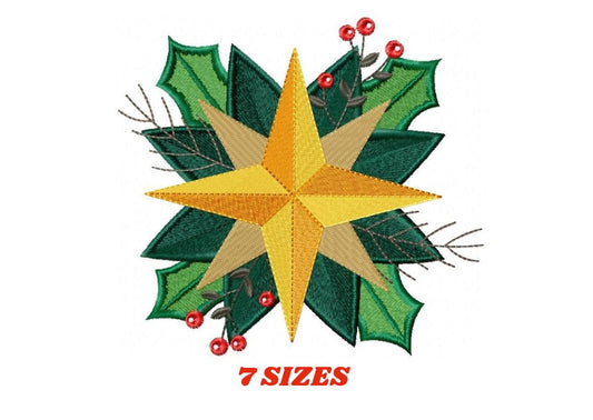 Christmas Star embroidery designs - Xmas Flower embroidery design machine embroidery pattern - Christmas embroidery file Poinsettia