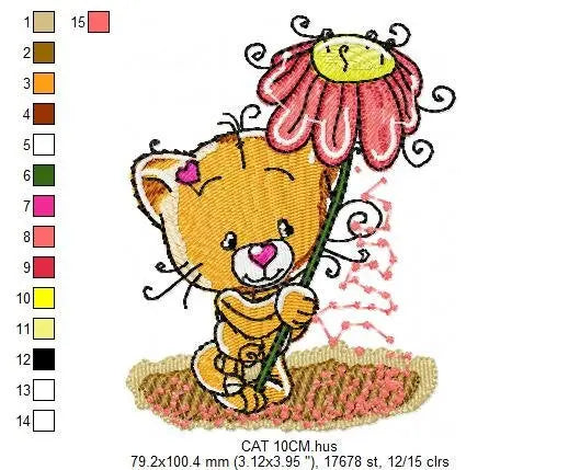 Cat embroidery design - Baby girl embroidery designs machine embroidery pattern - Kitty embroidery file - instant download spring garden Marcia Embroidery
