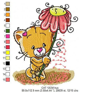 Cat embroidery design - Baby girl embroidery designs machine embroidery pattern - Kitty embroidery file - instant download spring garden Marcia Embroidery