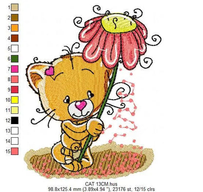 Cat embroidery design - Baby girl embroidery designs machine embroidery pattern - Kitty embroidery file - instant download spring garden Marcia Embroidery