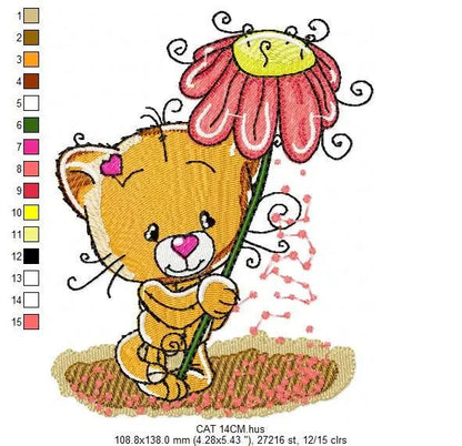 Cat embroidery design - Baby girl embroidery designs machine embroidery pattern - Kitty embroidery file - instant download spring garden Marcia Embroidery