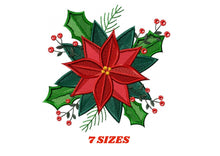 Charger l&#39;image dans la galerie, Christmas Poinsettia embroidery designs - Xmas Flower embroidery design machine embroidery pattern - Christmas embroidery file Red Flower
