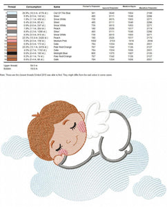 Baby boy embroidery designs - Baby with clouds embroidery design machine embroidery pattern - Angel embroidery file - Sleeping boy rainbow