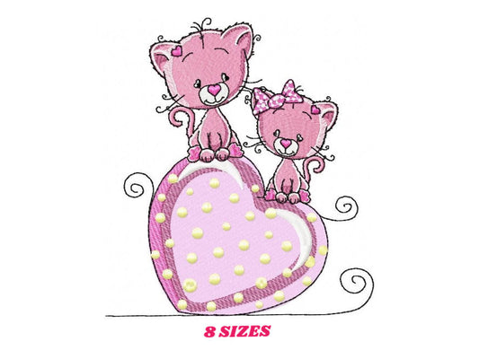 Cat embroidery design - Animal embroidery designs machine embroidery pattern - Kitty embroidery file - baby girl embroidery instant download