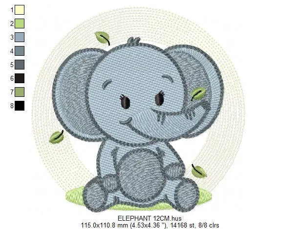Elephant embroidery designs - Animal embroidery design machine embroidery pattern - Baby boy embroidery file - kid embroidery Towel pillow Marcia Embroidery