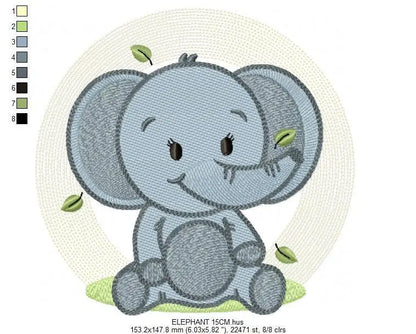 Elephant embroidery designs - Animal embroidery design machine embroidery pattern - Baby boy embroidery file - kid embroidery Towel pillow Marcia Embroidery