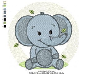 Elephant embroidery designs - Animal embroidery design machine embroidery pattern - Baby boy embroidery file - kid embroidery Towel pillow