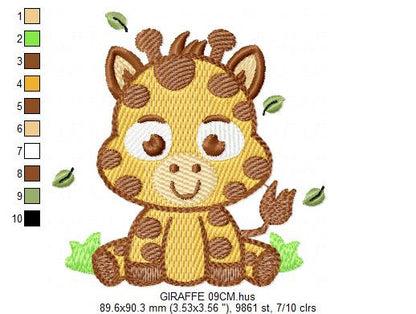 Baby Boy Giraffe embroidery design - Safari Wild Animal machine embroidery pattern - Baby boy embroidery file - Instant download pes jef