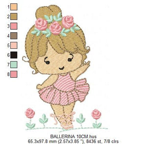 Ballerina embroidery designs - Ballet embroidery design machine embroidery pattern - Baby girl embroidery file digital file instant download