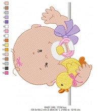 Carica l&#39;immagine nel visualizzatore di Gallery, Baby girl with pacifier embroidery designs - Toddler embroidery design machine embroidery pattern file - Towel nursery - instant download
