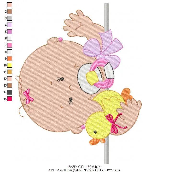 Baby girl with pacifier embroidery designs - Toddler embroidery design machine embroidery pattern file - Towel nursery - instant download Marcia Embroidery