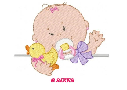 Baby girl with pacifier embroidery designs - Toddler embroidery design machine embroidery pattern file - Towel nursery - instant download Marcia Embroidery