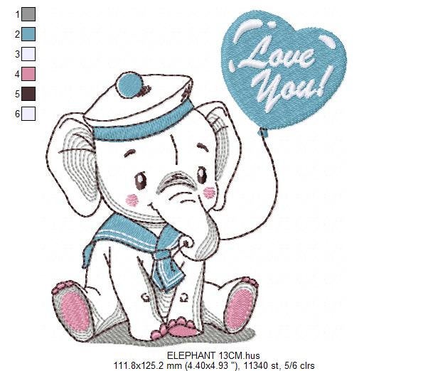 Elephant embroidery designs -  Animal embroidery design machine embroidery pattern - Baby boy embroidery file - instant download Peace Love