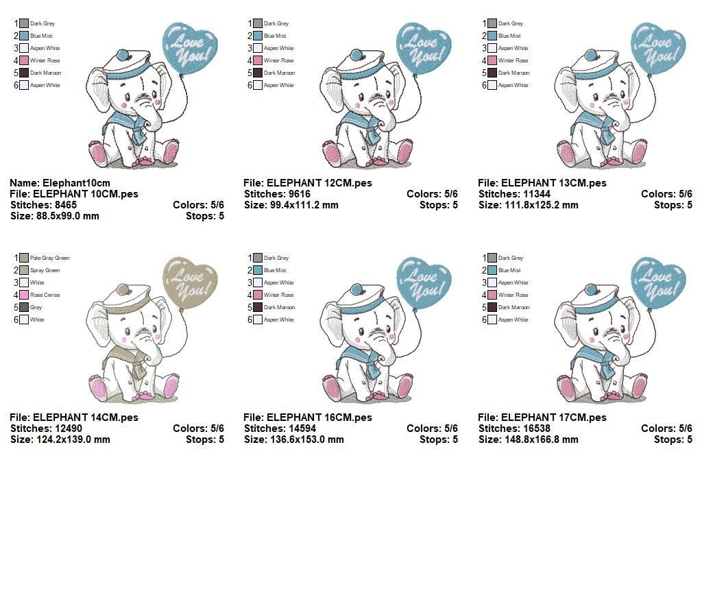 Elephant embroidery designs -  Animal embroidery design machine embroidery pattern - Baby boy embroidery file - instant download Peace Love