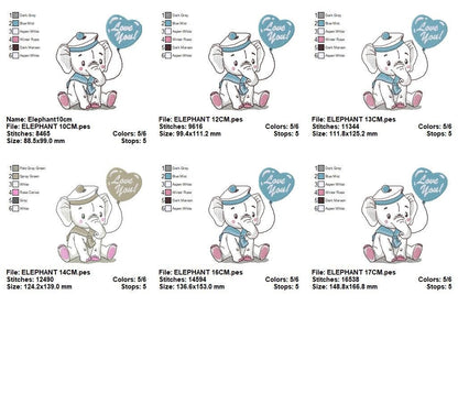 Elephant embroidery designs -  Animal embroidery design machine embroidery pattern - Baby boy embroidery file - instant download Peace Love