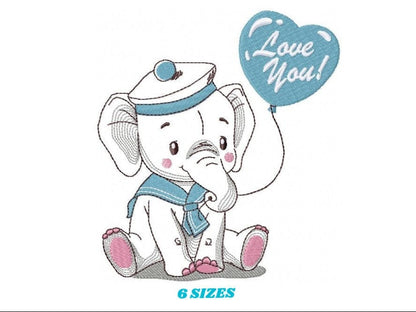 Elephant embroidery designs -  Animal embroidery design machine embroidery pattern - Baby boy embroidery file - instant download Peace Love