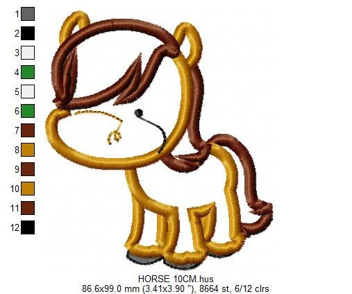 Horse embroidery design - Baby Boy embroidery designs machine embroidery pattern - Horse applique design Farm animals - instant download