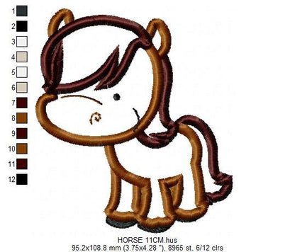 Horse embroidery design - Baby Boy embroidery designs machine embroidery pattern - Horse applique design Farm animals - instant download