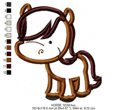 Horse embroidery design - Baby Boy embroidery designs machine embroidery pattern - Horse applique design Farm animals - instant download