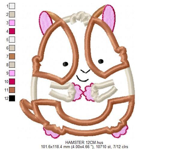 Hamster embroidery design - Baby Boy embroidery designs machine embroidery pattern - Hamster applique design - instant download animal pet Marcia Embroidery