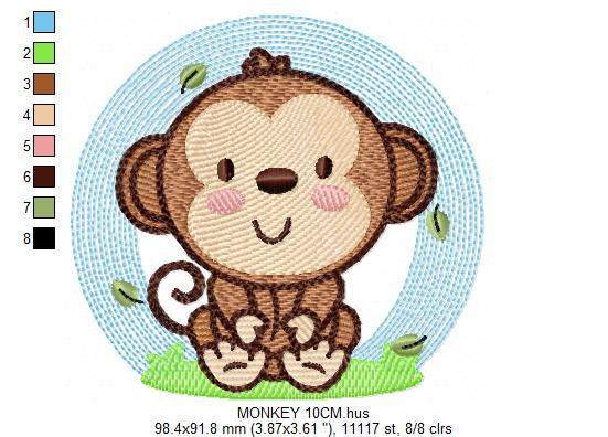 Safari embroidery designs - Monkey embroidery design machine embroidery pattern - Animal embroidery file - baby boy embroidery zoo animals