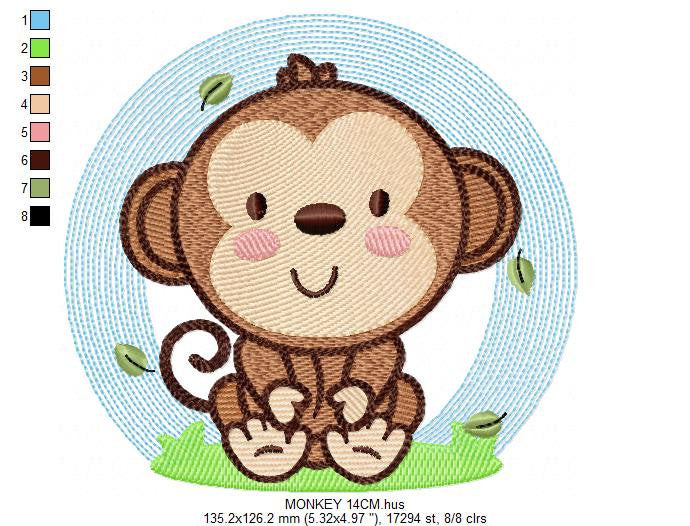 Safari embroidery designs - Monkey embroidery design machine embroidery pattern - Animal embroidery file - baby boy embroidery zoo animals