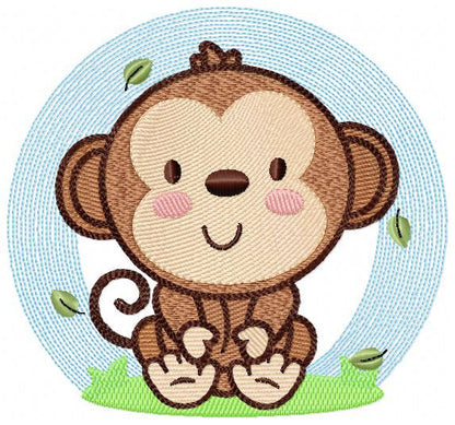 Safari embroidery designs - Monkey embroidery design machine embroidery pattern - Animal embroidery file - baby boy embroidery zoo animals