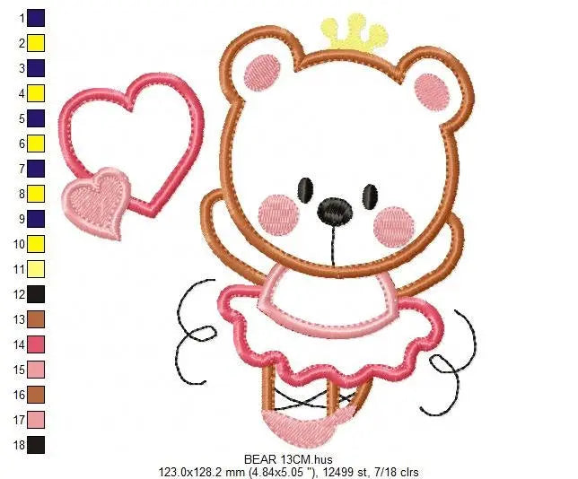 Bear embroidery designs - Ballerina embroidery design machine embroidery pattern - Ballet embroidery file - girl embroidery bear applique Marcia Embroidery