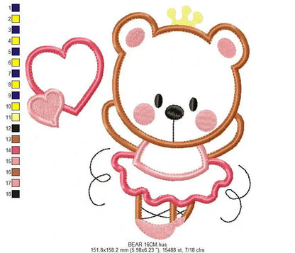 Bear embroidery designs - Ballerina embroidery design machine embroidery pattern - Ballet embroidery file - girl embroidery bear applique Marcia Embroidery