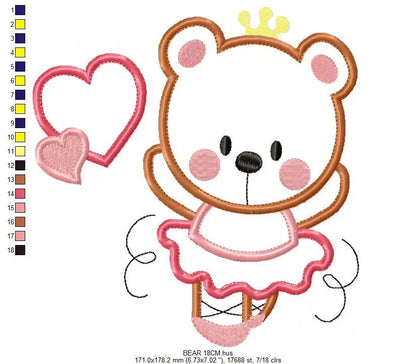 Bear embroidery designs - Ballerina embroidery design machine embroidery pattern - Ballet embroidery file - girl embroidery bear applique Marcia Embroidery