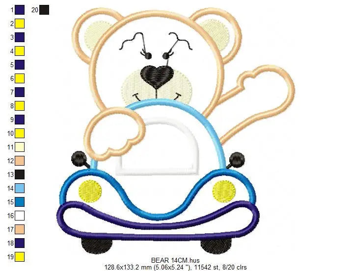 Bear with car embroidery designs - Bear embroidery design machine embroidery pattern - Baby boy embroidery file - instant download Driver Marcia Embroidery