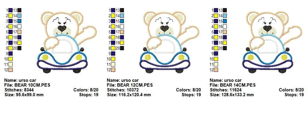 Bear with car embroidery designs - Bear embroidery design machine embroidery pattern - Baby boy embroidery file - instant download Driver Marcia Embroidery