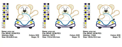 Bear with car embroidery designs - Bear embroidery design machine embroidery pattern - Baby boy embroidery file - instant download Driver Marcia Embroidery