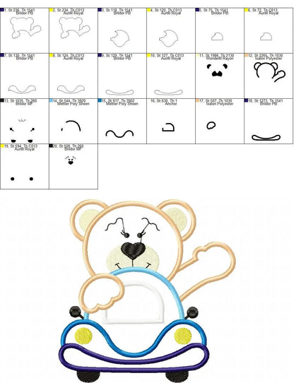 Bear with car embroidery designs - Bear embroidery design machine embroidery pattern - Baby boy embroidery file - instant download Driver Marcia Embroidery