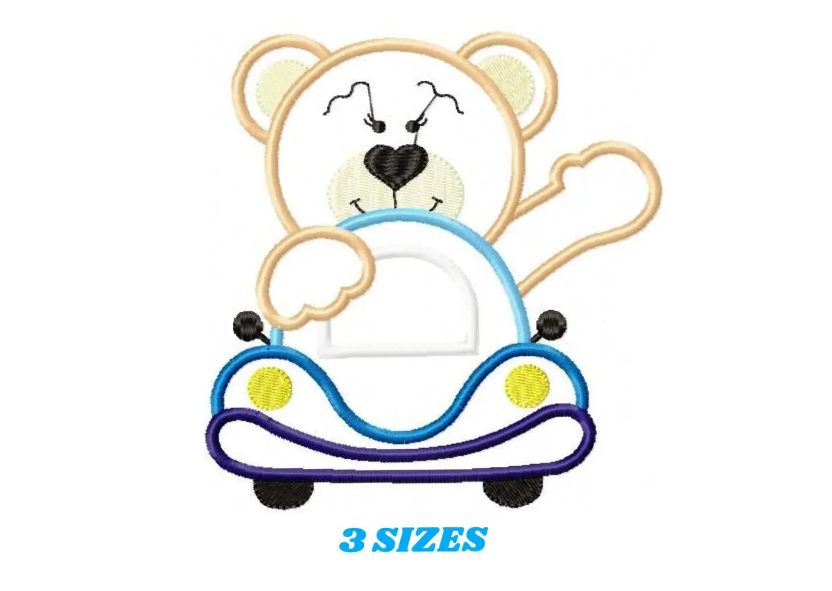 Bear with car embroidery designs - Bear embroidery design machine embroidery pattern - Baby boy embroidery file - instant download Driver Marcia Embroidery