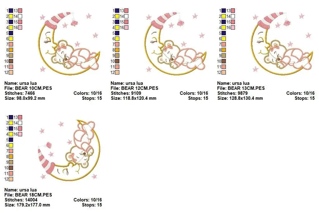 Bear embroidery designs - Moon embroidery design machine embroidery pattern - Bear applique design - Baby girl embroidery file digital file Marcia Embroidery
