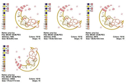 Bear embroidery designs - Moon embroidery design machine embroidery pattern - Bear applique design - Baby girl embroidery file digital file Marcia Embroidery