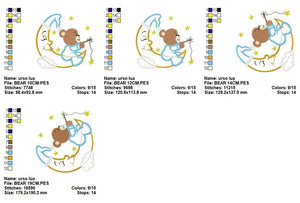 Bear embroidery designs - Moon embroidery design machine embroidery pattern - Bear applique design - Baby boy embroidery file digital file