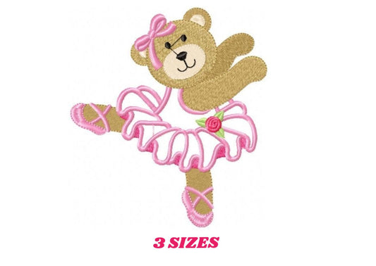 Bear embroidery designs - Ballerina embroidery design machine embroidery pattern - Baby girl embroidery file - Ballerina applique design pes