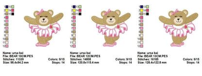 Bear embroidery designs - Ballerina embroidery design machine embroidery pattern - Baby girl embroidery file - Ballerina applique design pes Marcia Embroidery