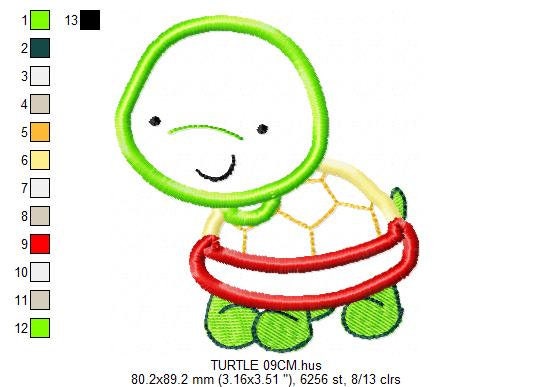 Turtle embroidery design - Animal embroidery designs machine embroidery pattern - Baby boy embroidery file - turtle applique design download