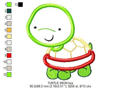 Turtle embroidery design - Animal embroidery designs machine embroidery pattern - Baby boy embroidery file - turtle applique design download