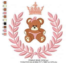 Bear with wreath embroidery design - Teddy embroidery design machine embroidery pattern - baby girl embroidery file - Embroidery for boys