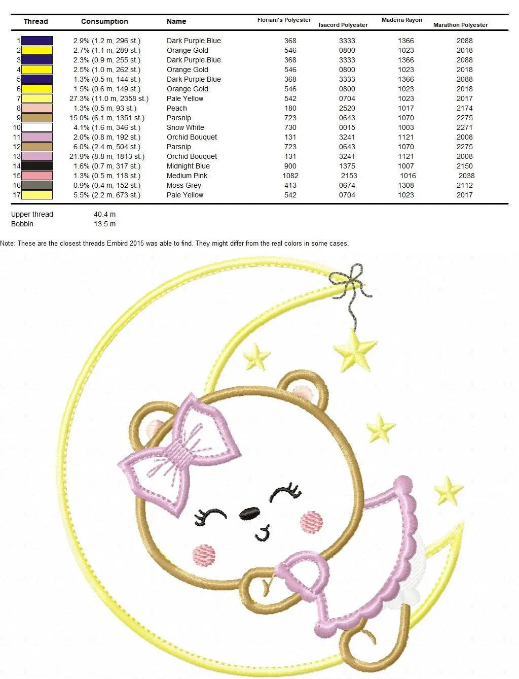 Bear embroidery designs - Moon embroidery design machine embroidery pattern - Bear applique design - Baby girl embroidery file digital file Marcia Embroidery