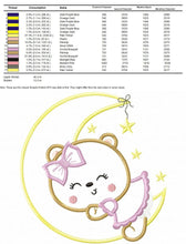 Cargar imagen en el visor de la galería, Bear embroidery designs - Moon embroidery design machine embroidery pattern - Bear applique design - Baby girl embroidery file digital file
