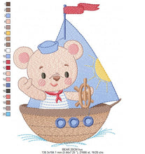 Laden Sie das Bild in den Galerie-Viewer, Bear embroidery designs - Sailor embroidery design machine embroidery pattern - Nautical Sailor bear embroidery file - baby boy embroidery

