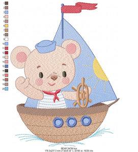 Bear embroidery designs - Sailor embroidery design machine embroidery pattern - Nautical Sailor bear embroidery file - baby boy embroidery